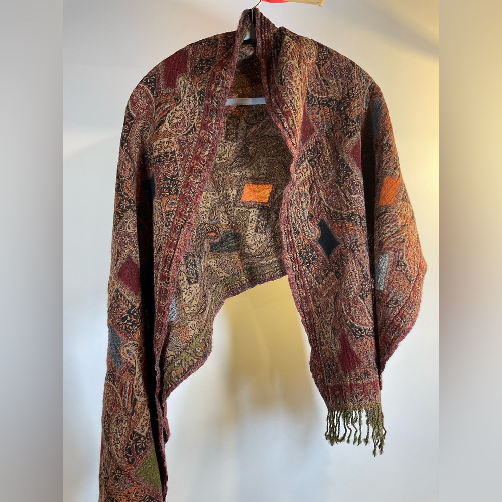 Lucky Brand Multicolor Paisley 100% Wool Scarf Shawl